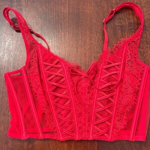 Victoria’s Secret bombshell, Red Lace Bralette